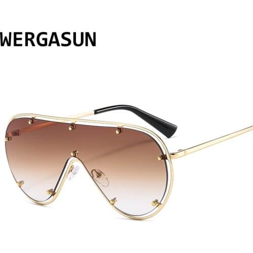 WERGASUN Oversized Sunglasses Fashion Women Metal Gradient Sun glasses Luxury Lady Sunglass Eyewear UV400 Shades gafas de sol