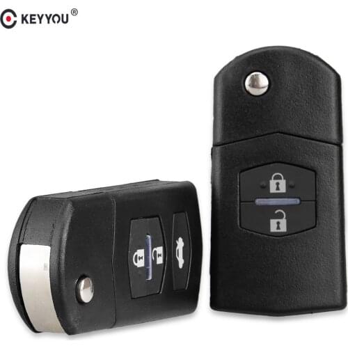 KEYYOU 2 Button Remote Key Fob Shell Case Folding Flip With Uncut Blade For Mazda 3 5 6 Free Shippping