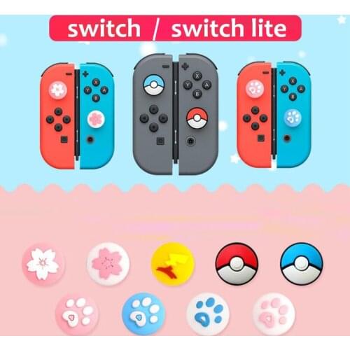 Cute Cat Paw Claw Sakura Thumb Stick Grip Cap Joystick Cover For Nintend Switch Lite Joy-Con Controller Gamepad Thumbstick Case