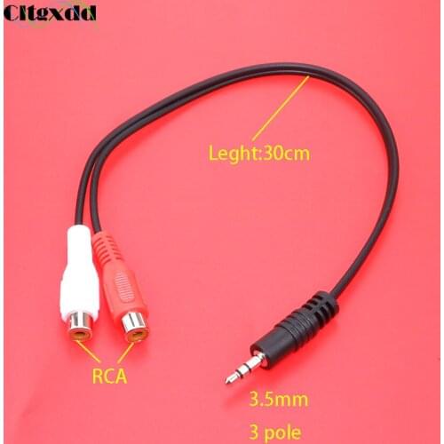 Cltgxddd Rca Black 3pole 3.5mm Male to 2RCA Female Audio Aux Cable Y Separation line Stereo Plug for Projector DVD Player