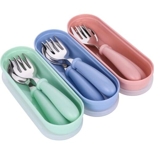 Baby Gadgets Tableware Set Children Utensil Stainless Steel Toddler Dinnerware Cutlery Cartoon Infant Food Feeding Spoon Forks