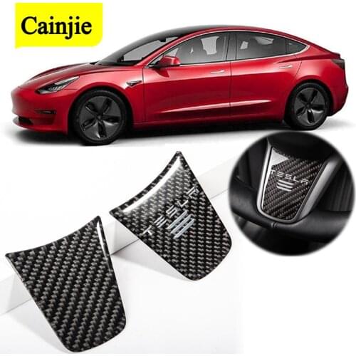 For Tesla Model 3 Steering wheel patch decoration Interior Modified Model Y accessories carbon fiber ABS sticker
