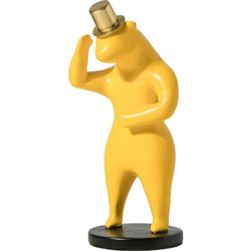EUROPEAN ABSTRACT BEAR FIGURE STATUE CREATIVE RESIN CHARACTER SCULPTURE ROOM DECOR ORNAMENT HOME DECORATION ACCESSORIES