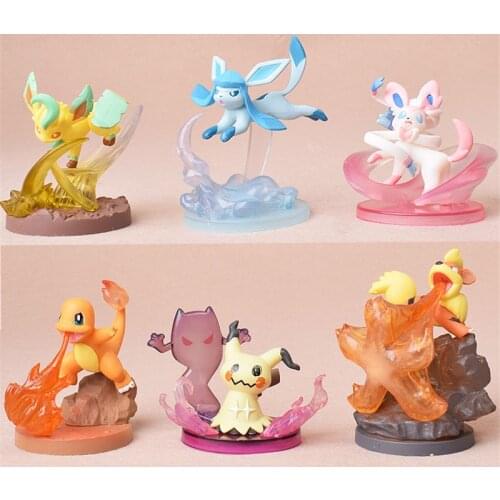 Charmander Sylveon Glaceon Growlithea Leafeon Q Mimikyu Action Figure Toy Cute Pokemones Room Decoration Lovely Gifts for Kids