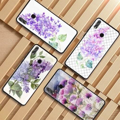 Purple Watercolor flower Dandelion Tempered Glass Phone Case For Huawei P20 P30 pro P40 lite Mate 20 30 pro 30 lite