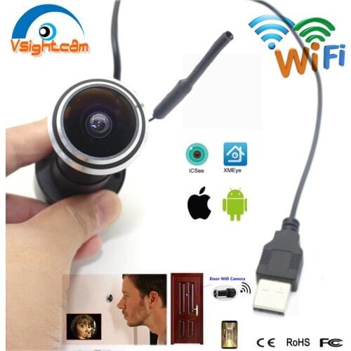 Vsightcam Upgrade DC5V Mini Peephole Wifi Door IP Camera Wireless Smart Home Security HD 1080P Fisheye Lens Web Camera P2P Onvif