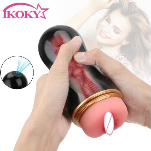 IKOKY Vagina Real Pussy Male Masturbator Cup Sex Toys for Men Penis Masturbation Sex Machine Adult Sex Shop Erotic