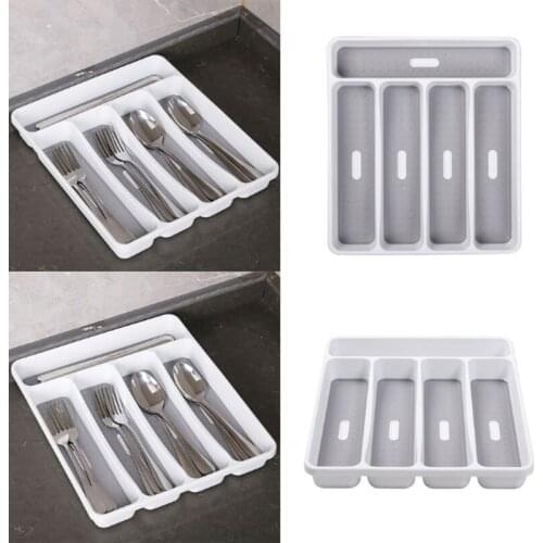 Classic Small Silverware Tray White 5-Compartments Icons help sort Flatware, Utensils and Cutlery Soft-grip Lining and N
