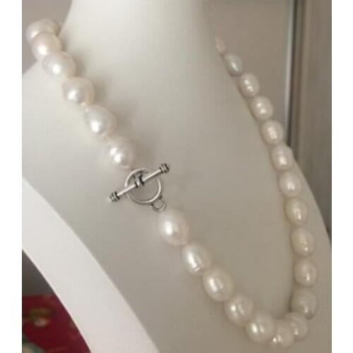 Classic 9-10mm south sea baroque white pearl necklace 18inch