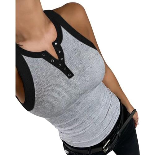 Contrast Color Round Neck Tee Tops Ladies Summer Sleeveless Slim Fit Vest 2021 New Sexy Off Shoulder Knitted Tank Tops Women D30