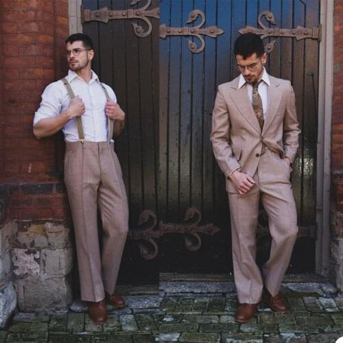 Handsome Casual Men Tuxedos Custom Made Notched Lapel Pocket Suits Formal Gentlemen Party Prom 2 Pieces Set