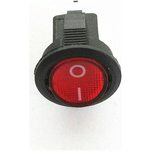 3A KCD11-2PIN Round Rocker Switch Transparent Red Cover No Light Opening Hole 15mm 2 Feet on/off Boat Type Small Switch