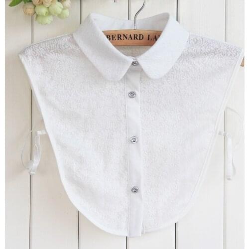 Linbaiway Womens Cotton Fake Collar All-Match Solid Shirt False Collar Lapel Shirt Blouse Top Detachable Collar Female Clothes