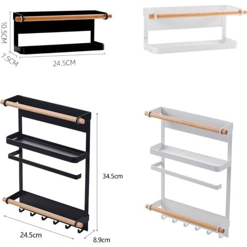 Magnet Fridge Shelf Paper Towel Roll Holder Magnetic Storage Rack Spice Hang Rack Decorative Metal Shelf Kitchen Organizer