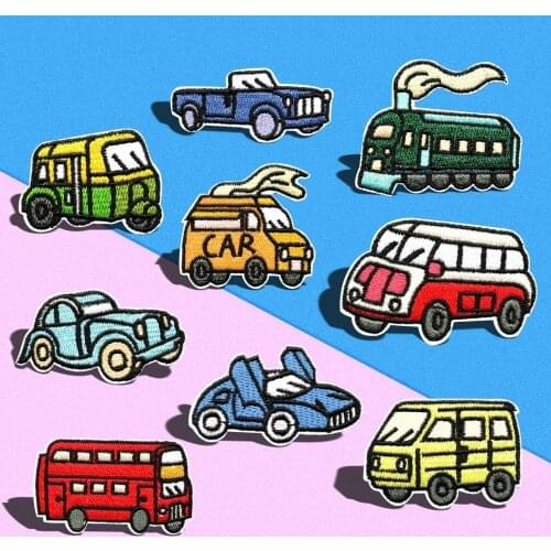 Cartoon car bus train Patches Sewing Embroidered Applique Iron On Clothes Patch For children Clothing T-shirt Accessories