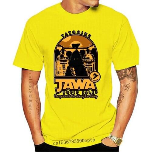 Discount 100% Cotton Cool Jawa Droid Sales Star Tattooine Wars R2D2 Cp3O 3D Printed Men O-Neck Short Sleeve Tees