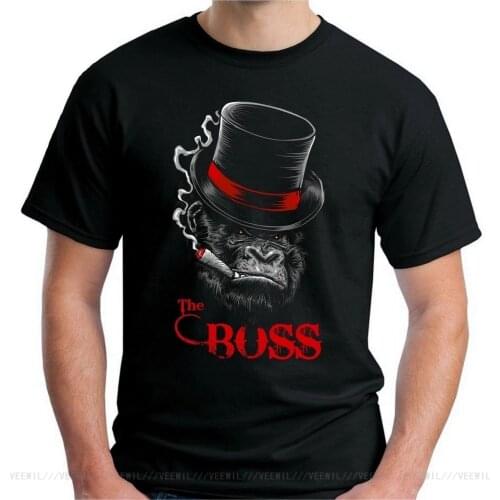 Velocitee Mens Gorilla Boss T-Shirt Primate Ape Gangster Mob Mobster Thug Cotton Tee Shirt For Youth Middle-age The Old