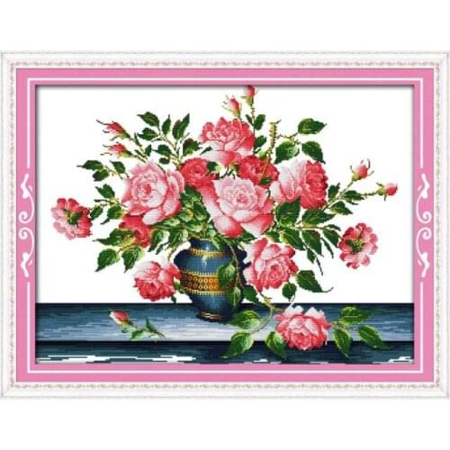 Rich rose cross stitch kit flower 14ct 11ct printed fabric canvas stitching embroidery DIY handmade needlework