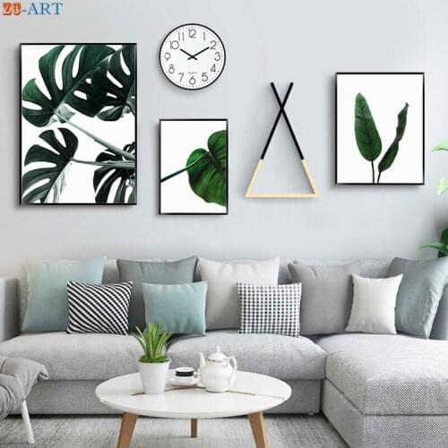 NordicMonstera Leaf Wall Art Canvas Painting Botanical Nature Poster Decoration HomePictures for Living Room Leaves Decor Design