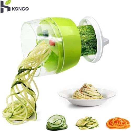 Konco New ABS Carrot Cucumber Spiral Grater Cutter Vegetable Fruit Slicer Salad Noodle Spaghetti Zucchini Blade Spiral Tools