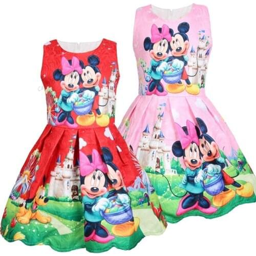 Disney Mickey Mouse Dress Girl Princess Skirt Cute Fashion Cartoon Girl Dress Children Kids Dresses for Girls Christmas Dress
