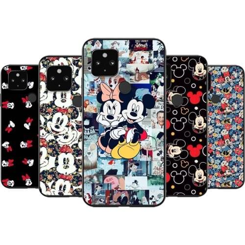 Disney Luxury Mickey Minne Shockproof Cover for Google Pixel 5 4 4a XL 5G Black TPU Soft Phone Case
