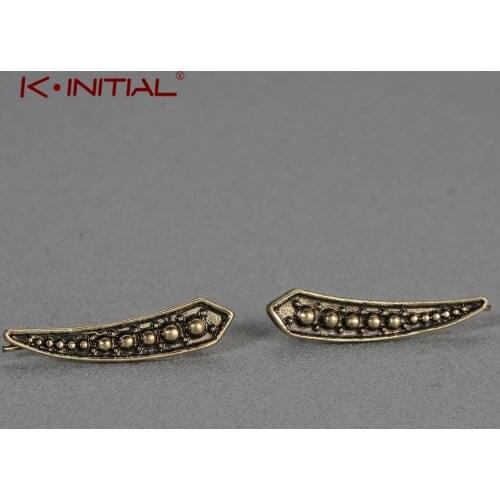 Kinitial Punk Crescent Moon Phase Earrings Cute Ear Jackets Geometric Leaf Earrings for Women Statement Moon Earing Jewelry Gift