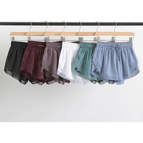 Leisure Waist Drawstring Training Gym Exercise Lined Shorts Women Waist Drawstring Running Yoga Fitness Workout Athletic Shorts