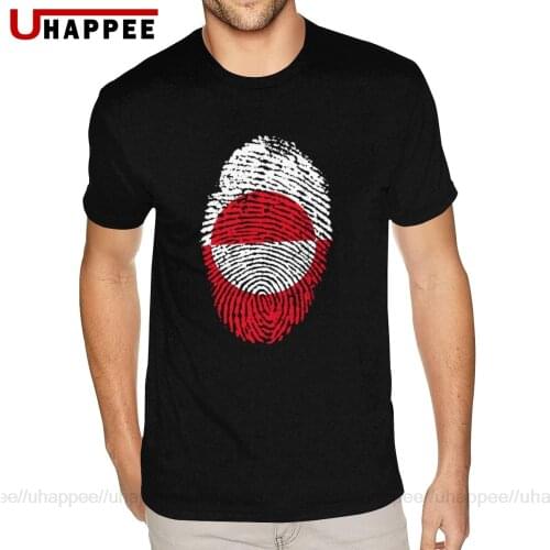 Sport Greenland Flag Fingerprint T Shirts Mens Bespoke Short Sleeved Soft Cotton Crew Neck Shirt