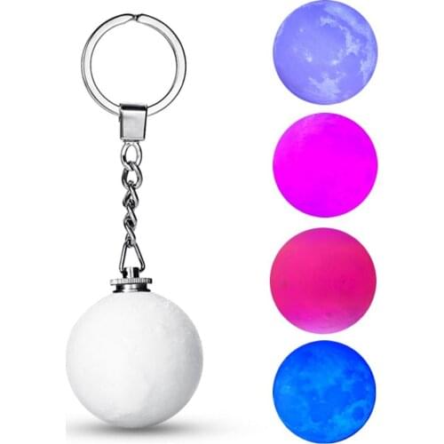 Moon Mini Moonlit Night Light Key Ring Creative Mini 3D Printing Moonlight Battery Table Lamp Christmas Gift Enfant