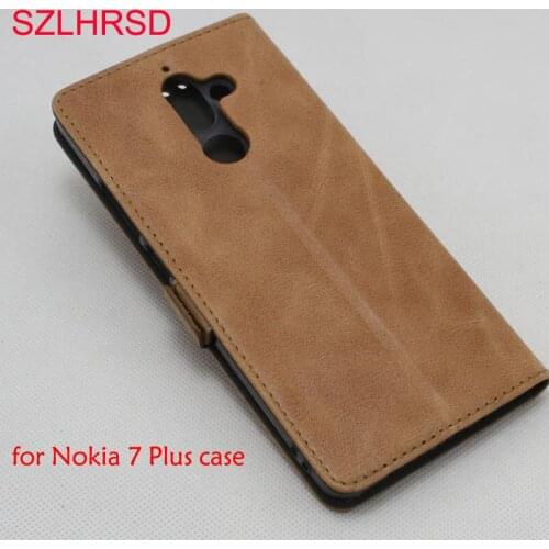 SZLHRSD For Nokia 7 Plus case, 100% Genuine Leather Cover Back Case For Nokia 7 Screen Protection