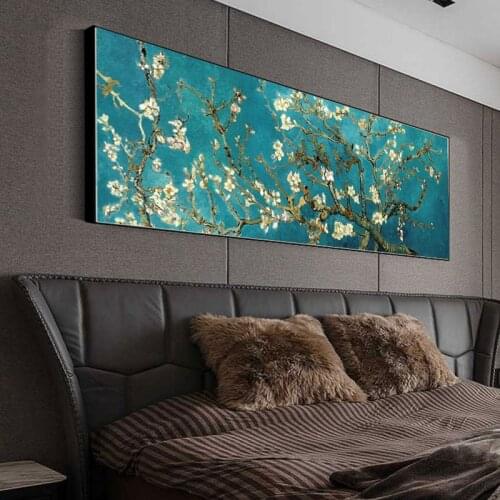 Van Gogh Famous Almond Blossom Flower Oil Canvas Painting Reproduction Poster and Prints Wall Art Picture Home Decoration