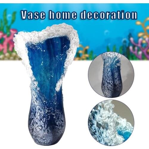 Majestic Wavy Vase Resin Sea Wave Ornament Desktop Flower Pot Home Restaurant Coffee Shop Decoration декор для дома