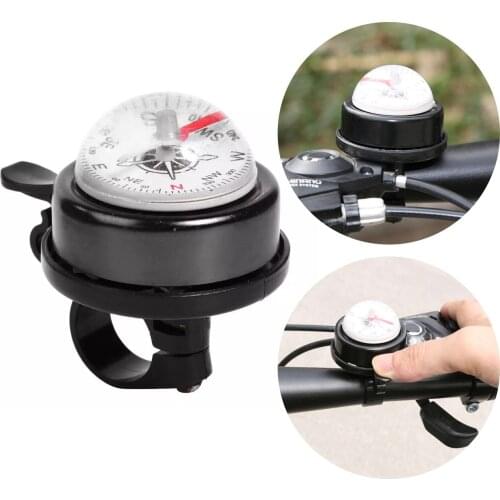 Bicycle Bell Metal MTB Road Bicycle Bell With Compass 2 In 1 Cycling Horn Handlebar Flexible Ring Sound Safety Alarm Accessories