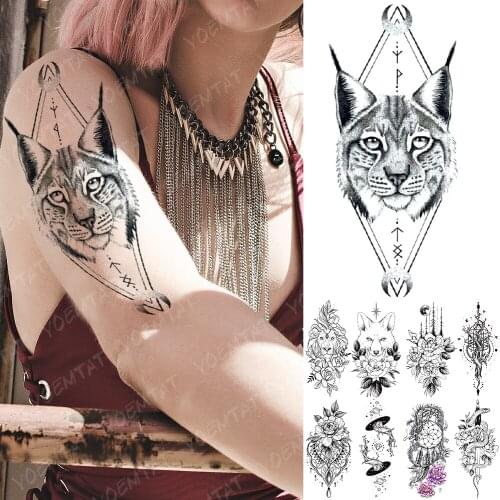 Waterproof Temporary Tattoo Sticker Moonlight Cat Flash Tattoos Universe Fox Lion Snake Body Art Arm Fake Sleeve Tatoo Women Men