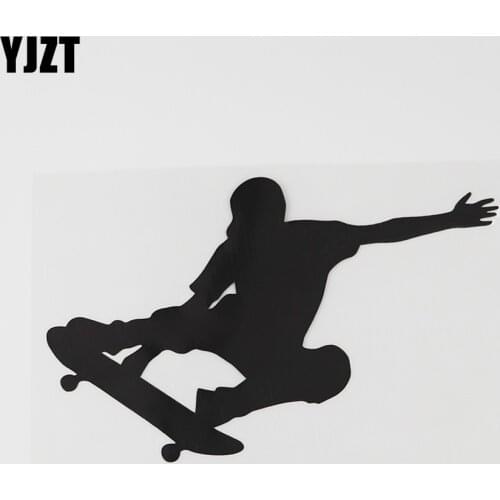 YJZT 16.4CMX10.1CM Cool Skateboarder Silhouette Decal Vinyl Car Sticker Black/Silver 8A-0668