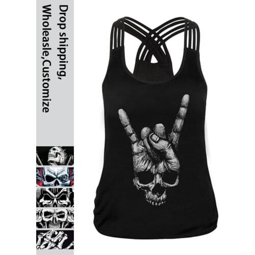 NADANBAO 2021Gothic Skull Finger Tank Top For Women Black Sexy Slim Sling Shirt Summer Fashion Sleeveless Tops Tee Casual Vest