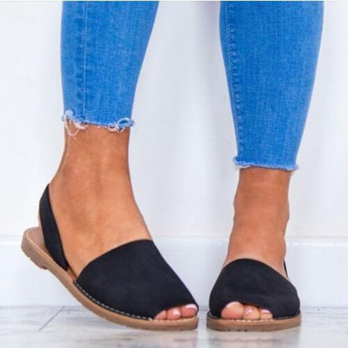 Plus Size 35-43 Women Sandals Summer Shoes Woman Peep Toe Flat Sandals Back Strap Summer Sandals Low Heels Zapatos Mujer