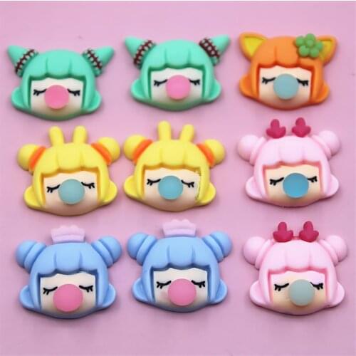 10pcs Kawaii Cute Mini Bubble Blowing Girl Resin Flatback Art Supply Decoration Charm Craft Decoration Accessories