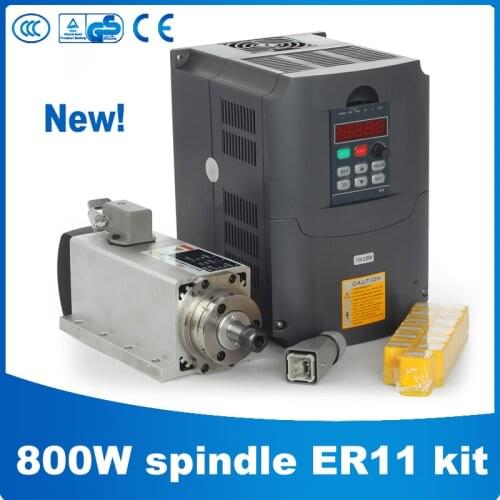 800W 220V Air Cooled Spindle Kit CNC Router Spindle+1.5KW/220V Frequency Inverter+13pcs ER11 Collet for CNC Router