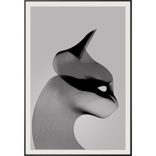 Abstract Stripe Cat Canvas Painting Poster Print Unique Decor Wall Art Picture For Living Room Bedroom Aisle Dinning Room Studio