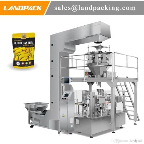 Automatic Banana Chip Dried Banana Stand Up Pouch Filling And Sealing Machine Matching Multihead Weigher High Precision
