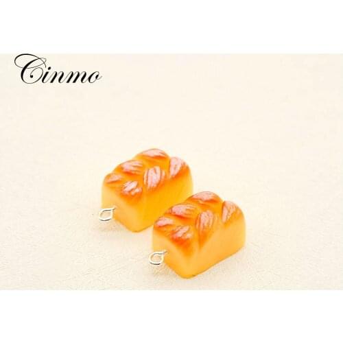 Cinmo 5Pcs 3D Cute Toast Bread Resin Charms For Men Women Mini Diy Food Keychain Earrings Dangle Pendants Jewelry Accessories