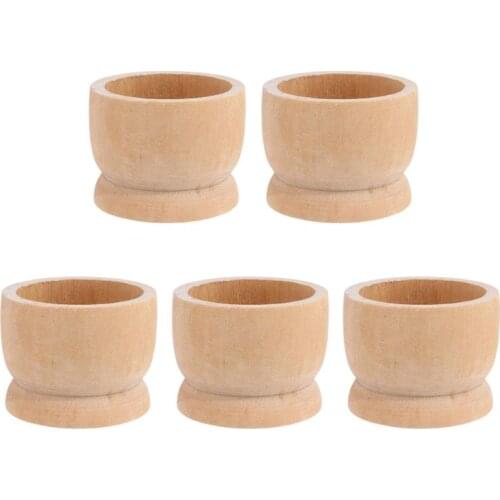M17D 5PCS Nontoxic Simple Unpainted Portable Kitchen Tool Egg Cup Wood Storage Holders for Kitchen Decoration Eggs Hotel