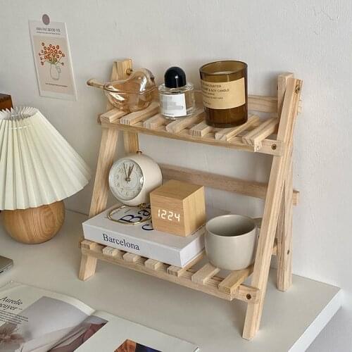 Double Layer Wooden Storage Shelf Adjustable Table Bookcase Shelf Kitchen Bathroom Cabinet Organizer Spice Rack Perfume Tray