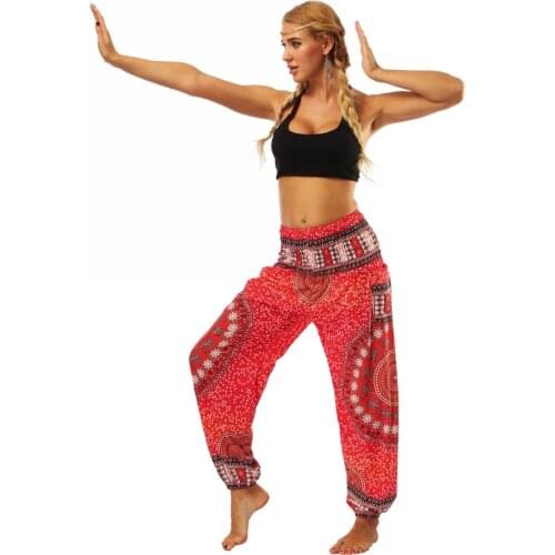 Sexcer Red mandala circle galaxy floral Printed stretchy High rise Straight Loose leggings lounge Bloomers pocket yoga pants