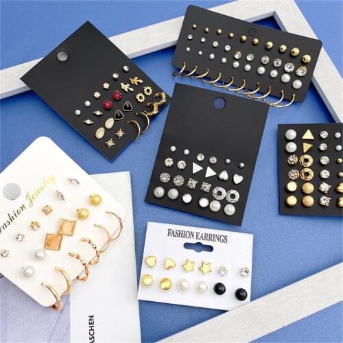 EN Korean Fashion Womens Stud Earrings Set For Women 2021 Trend New Cute Woman Unusual Pearl Earrings Korea Jewelry Wholesale