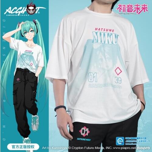 Japanese Anime Cosplay Miku Vocaloid T Shirt Fashion Cartoon Short Sleeve Manga t-shirt White Graphic Tops Tee Men Women Clothes