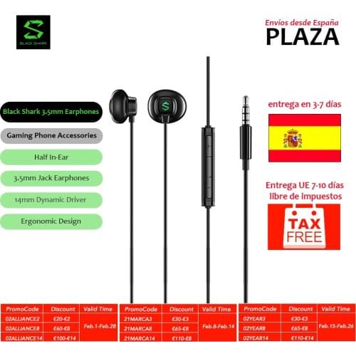 Black Shark Gaming Earphone 3.5mm Jack Wired In-Earphone with Mic for Black Shark 3 Pro Redmi Note 9 little X3