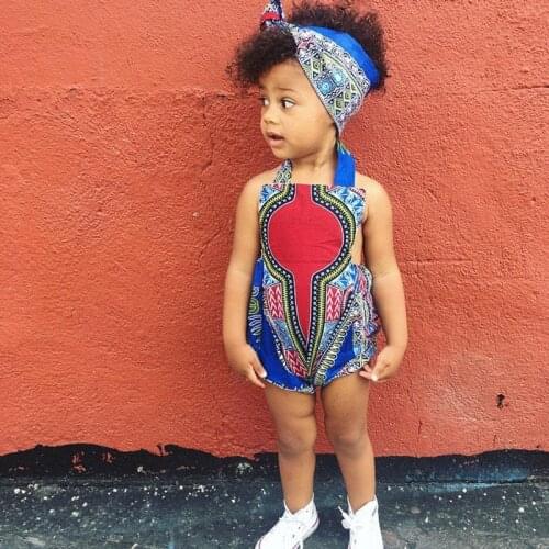 2020 NEW Summer African Print Dress Jumpsuit Dashiki Costume Headwear Baby Girls Boy Children Kid Riche Ankara Africa Clothes